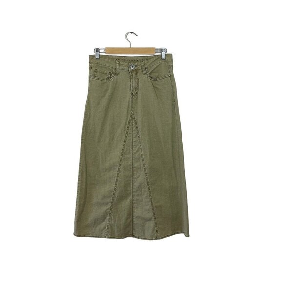 Christopher Blue Clothing 6 Skirt Midi A-Line Linen Cotton Stretch Brown Womens